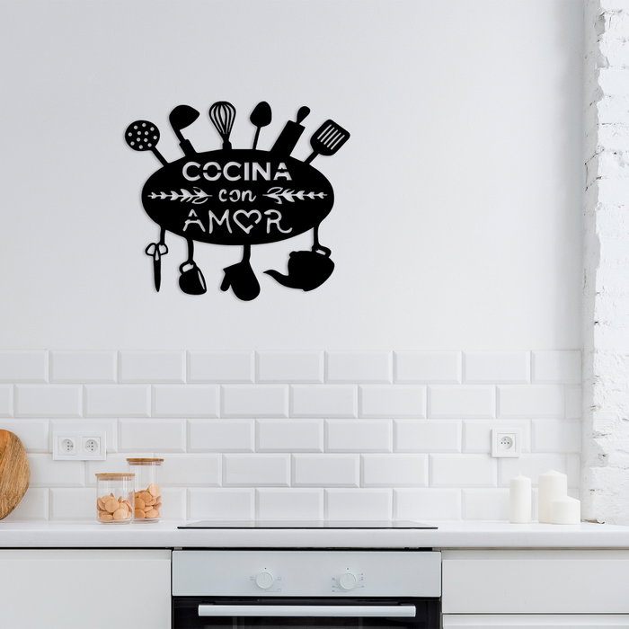 Wallity Cocina Con Amor Escultura de pared